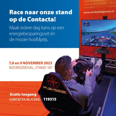 Onze Formule 1 simulator op beurs Contacta